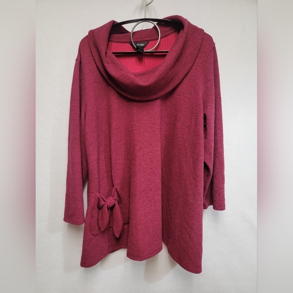 Ali Miles Asymmetrical 3/4 Sleeve Cowl Neck Knit Top/Sweater Womens Size 1X